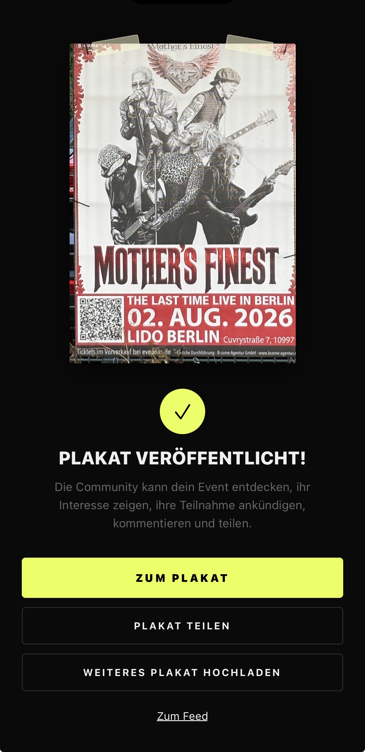 Plakat erfolgreich veröffentlicht